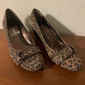 Leopard-print Leather Wedges, size 7.5